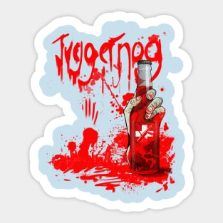 Zombie Hand Bloodied Juggernog on Light Blue Sticker